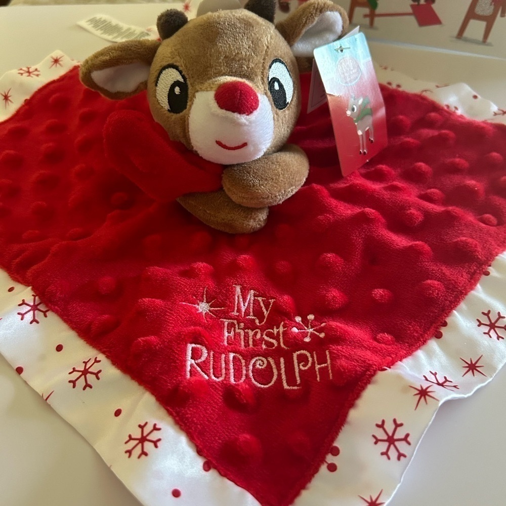 MY FIRST RUDOLPH Snuggle Security Blanket & Reindeer on Strike Book / BRAND NEW - Picture 4 of 9